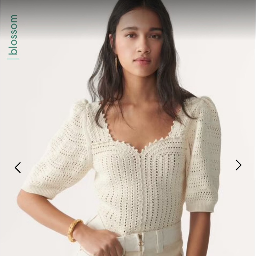 ba&sh Cream Crochet Blouse